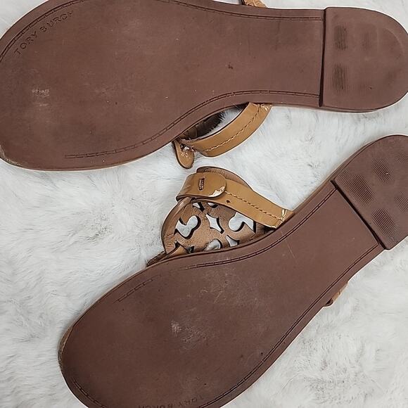 Tory Burch Miller Patent Leather Sandals In Sand Nude Tan Color Size 8M - Picture 5 of 6